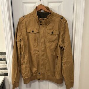 Dwar Men's Casual Long Sleeve Full Zip Jacket with Shoulder Straps Size XL